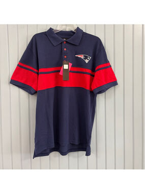Men's NFL Team Apparel Navy Red New England Patriots Polo L